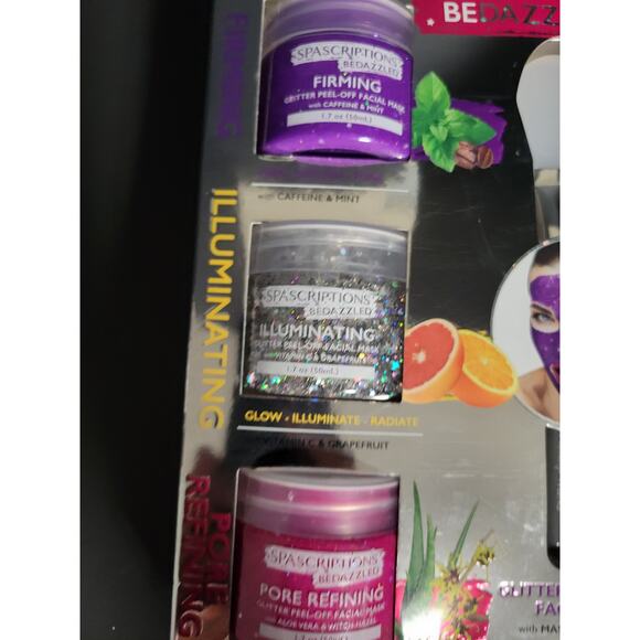 NIB Spascriptons Bedazzled Glitter Peel Off Facial Masks Self Care Set of 3 - Picture 4 of 7